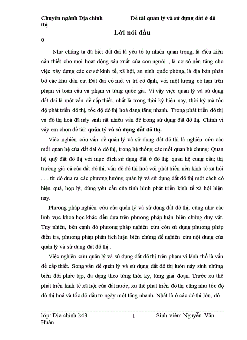quản lý và sử dụng đất đô thị 1