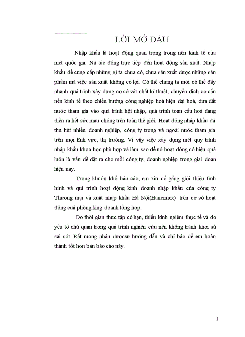 Hoạt động nhập khẩu của công ty Hanximex