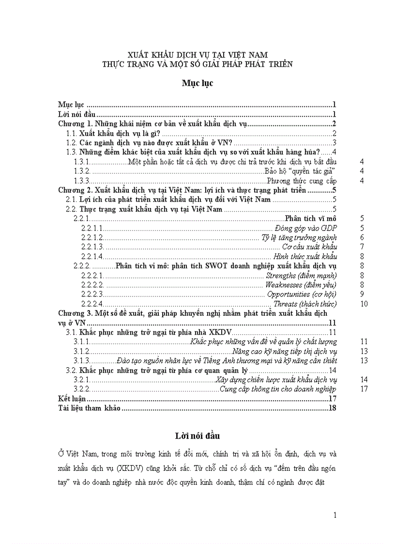 Xuất khẩu dịch vụ tại việt nam thực trạng và một số giải pháp phát triển