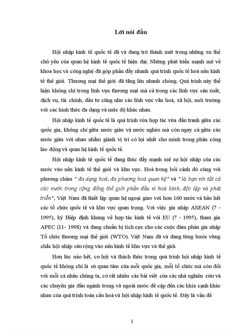Cơ hội và thách thức đối với các doanh nghiệp Việt Nam trong quá trình hội nhập kinh tế quốc tế 1