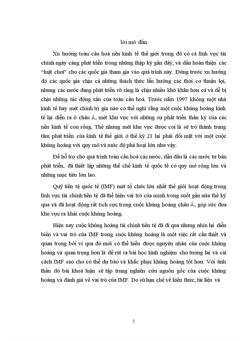 Các biện pháp khắc phục khủng hoảng của IMF