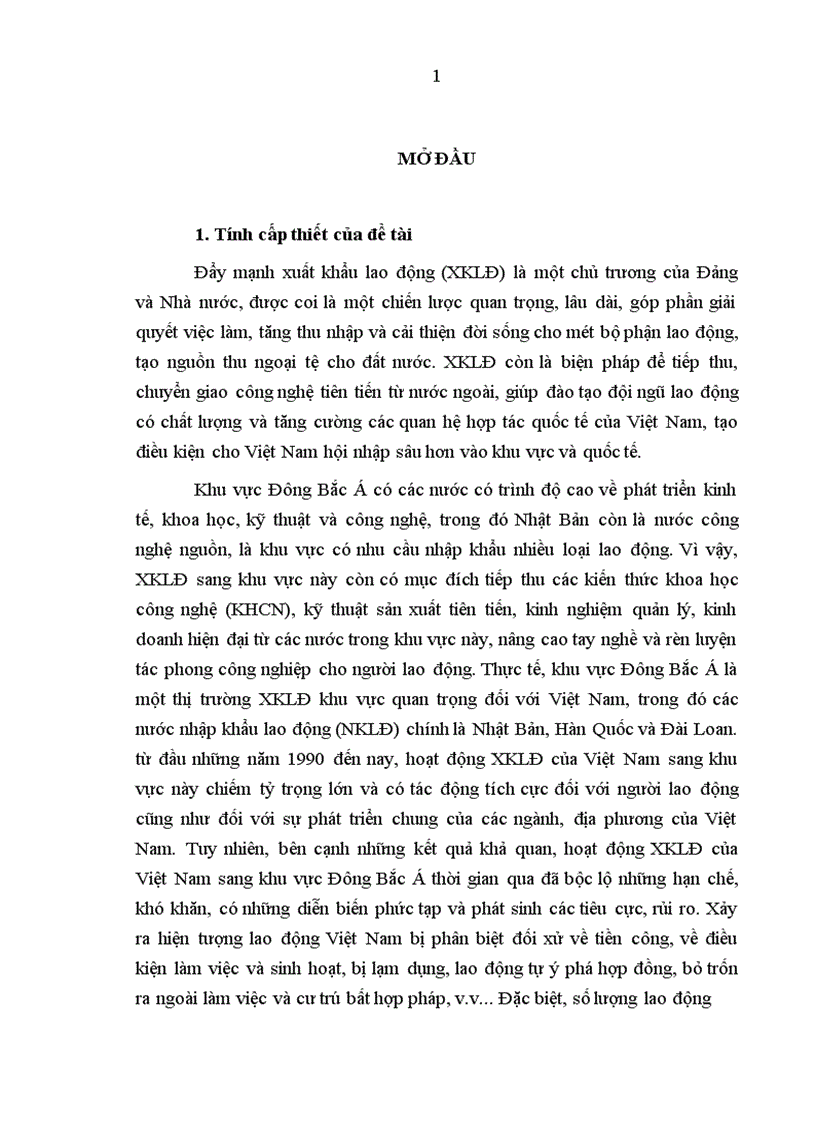 Xuất khẩu lao động của Việt Nam sang thị trường khu vực Đông Bắc á thực trạng và giải pháp