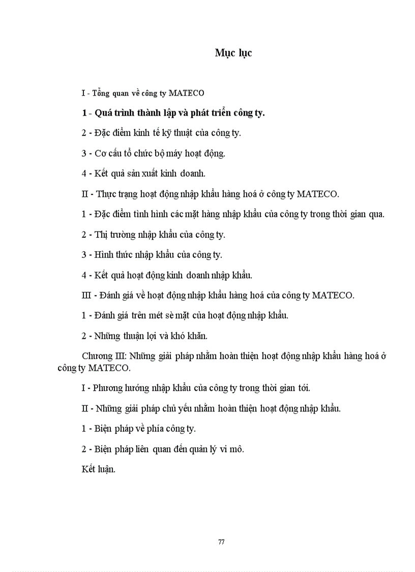 Một số biện pháp nhằm thúc đẩy hoạt động nhập khẩu của công ty kinh doanh và sản xuất vật tư hàng hoá MATECO