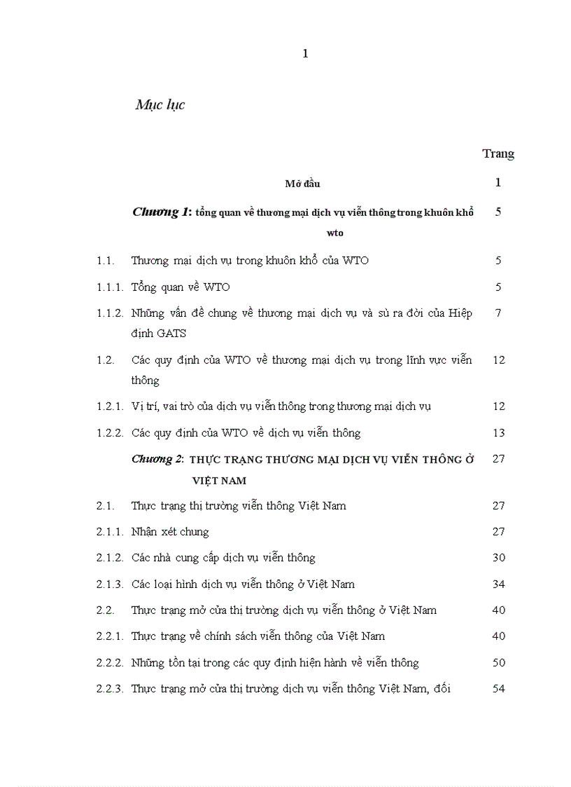 Thương mại dịch vụ trong lĩnh vực viễn thông theo quy định của WTO và các cam kết của Việt Nam 1