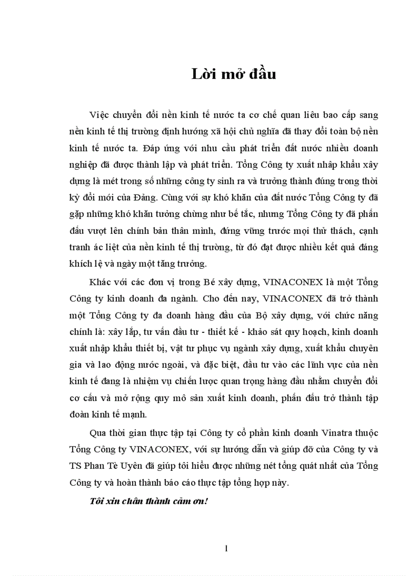 Báo cáo thực tập tổng hợp tại Tổng Công ty VINACONEX