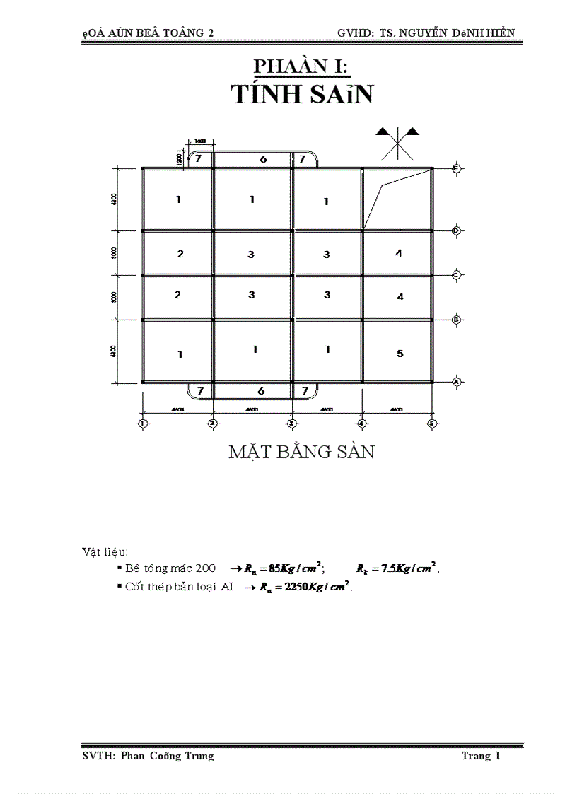 phân tích tải trọng tác dụng lên các ô sàn