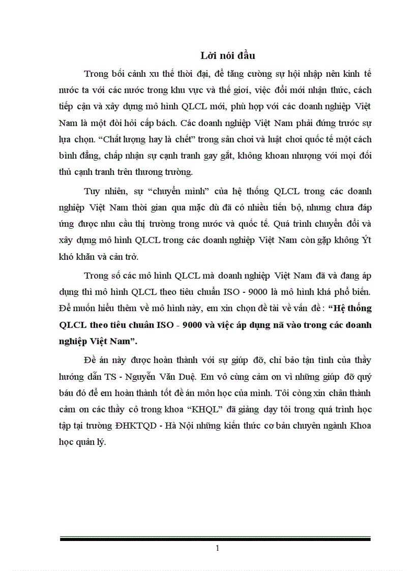 Hệ thống quản lý chất lượng theo tiêu chuẩn ISO 9000 và việc áp dụng nó vào trong các doanh nghiệp Việt Nam 1