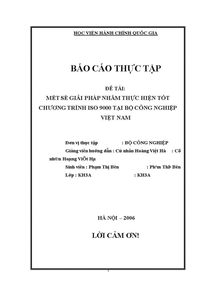 Một số giải pháp nhằm thực hiện tốt chương trình ISO 9000 tại bộ công nghiệp Việt nam