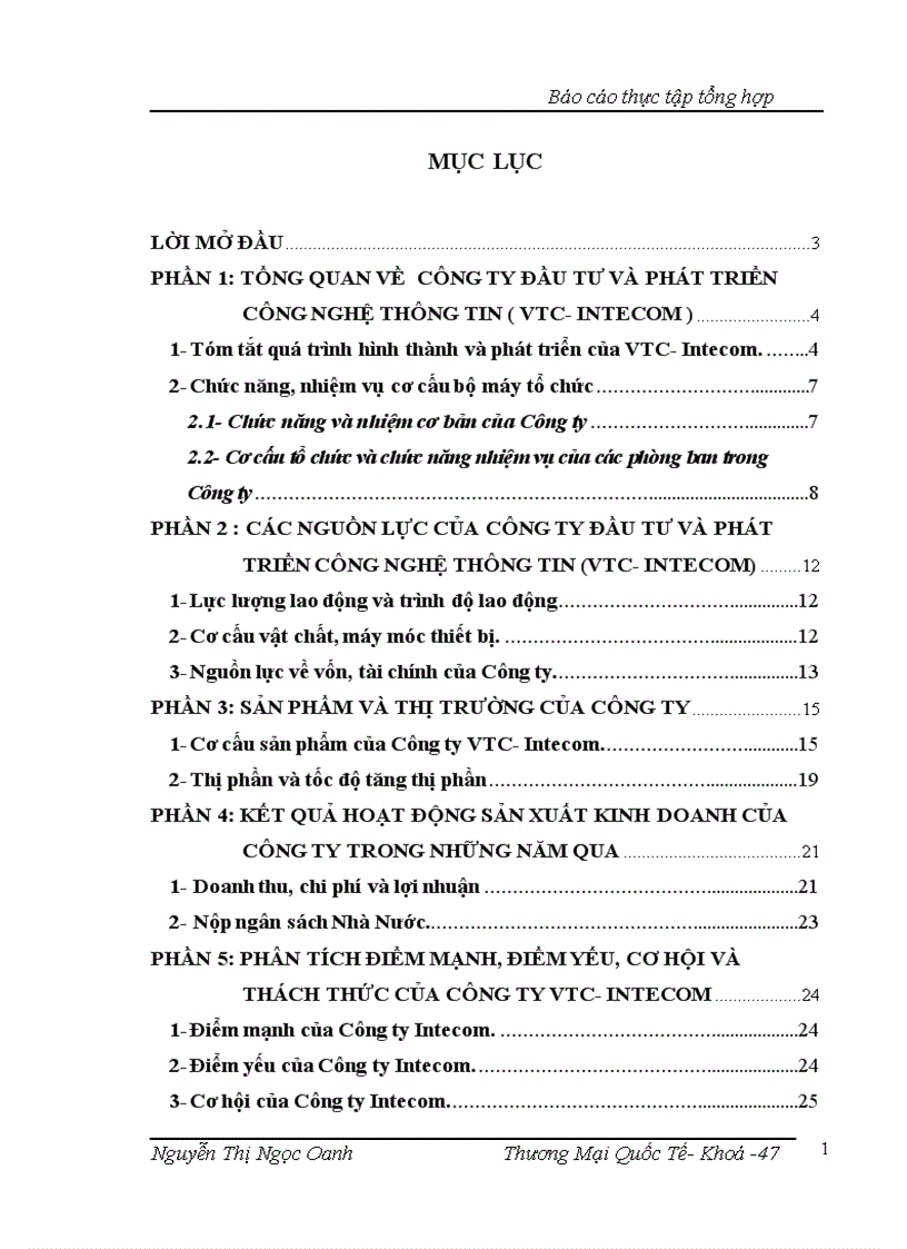 Phân tích điểm mạnh, điểm yếu, cơ hội và thách thức của Công ty VTC- Intecom.