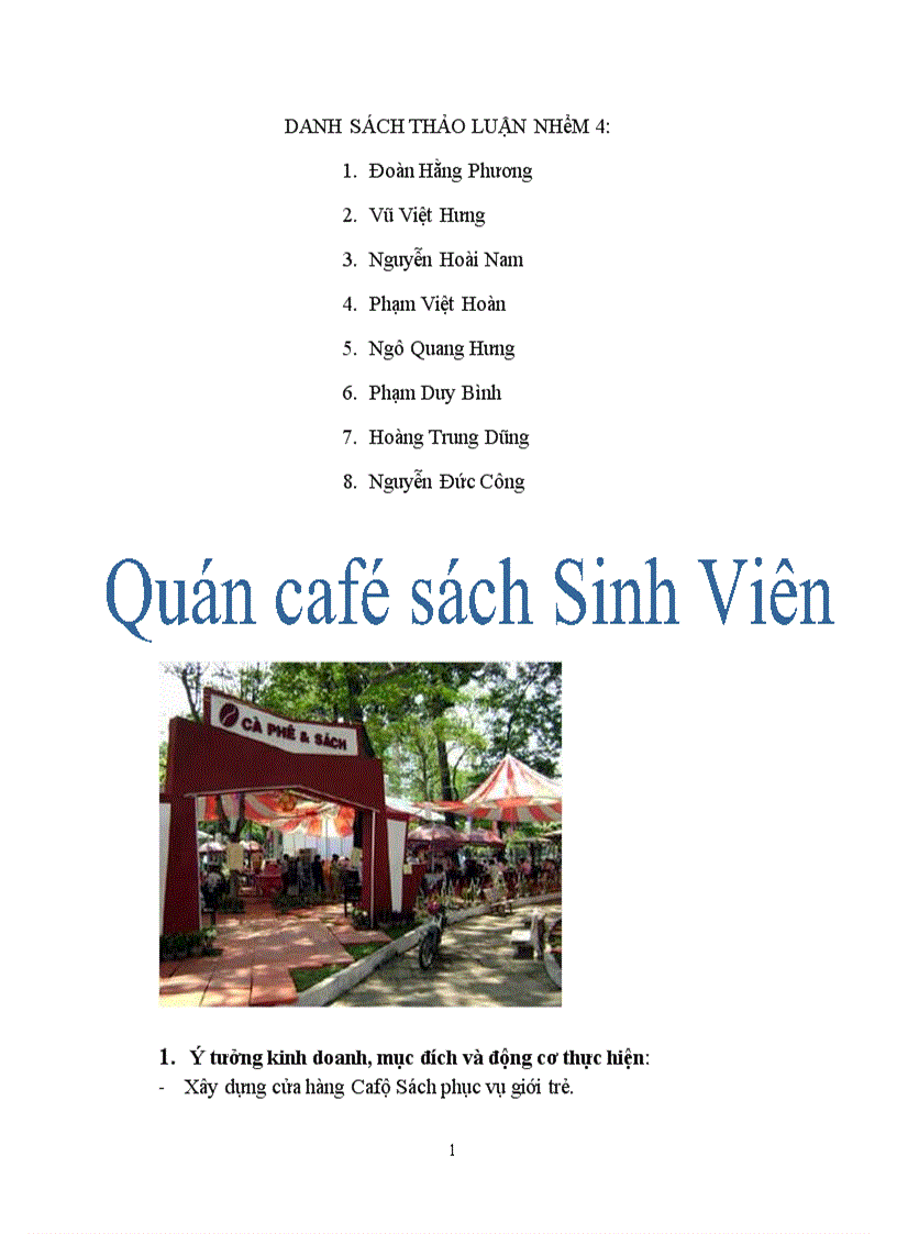 Quán cafe sách sinh viên