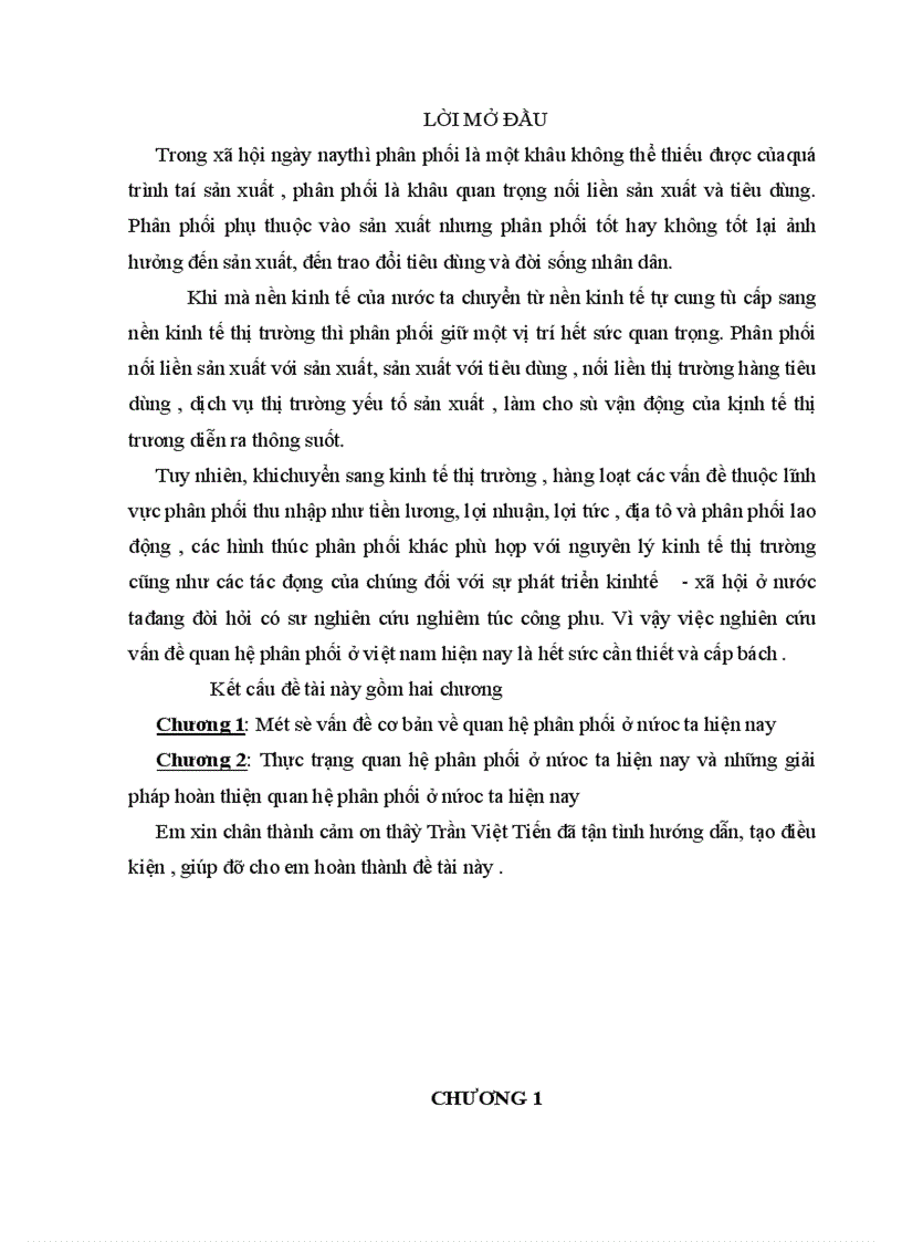 Thực trạng quan hệ phân phối ở nứơc ta hiện nay và những giải pháp hoàn thiện quan hệ phân phối ở nứớc ta hiện nay 1