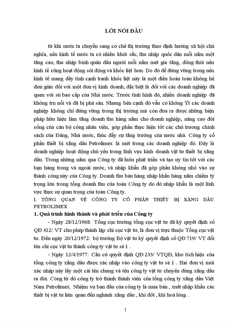 Tình hình kinh doanh nhập khẩu hàng hoá