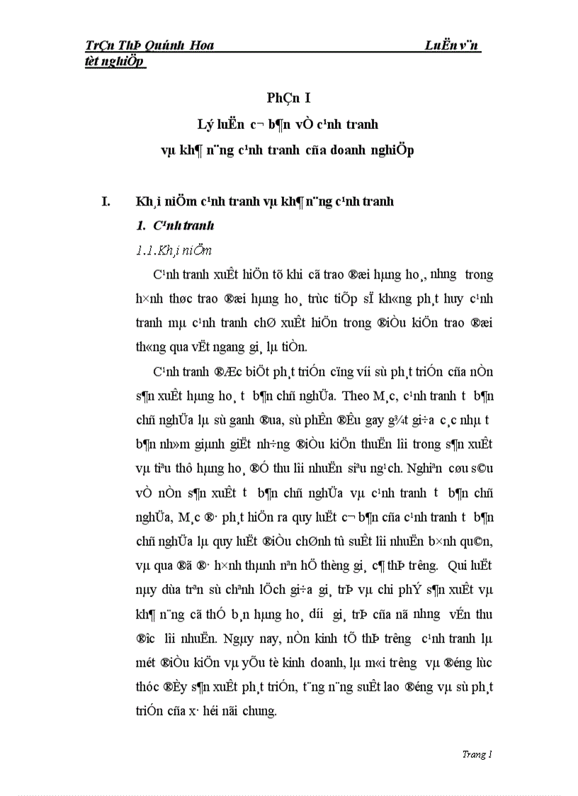 Những biện pháp nhằm nâng cao khả năng cạnh tranh của Công ty Cổ phần Thanh Quang 1