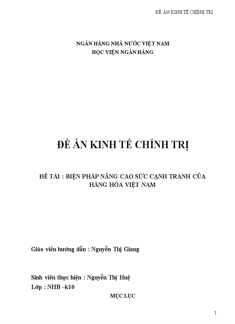 Biện pháp nâng cao sức cạnh tranh của hàng hóa việt nam