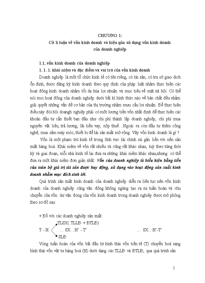 THỰC TRẠNG HIỆU QUẢ SỬ DỤNG VỐN TẠI XÍ NGHIỆP TÀI NGUYÊN VÀ MÔI TRƯỜNG 5