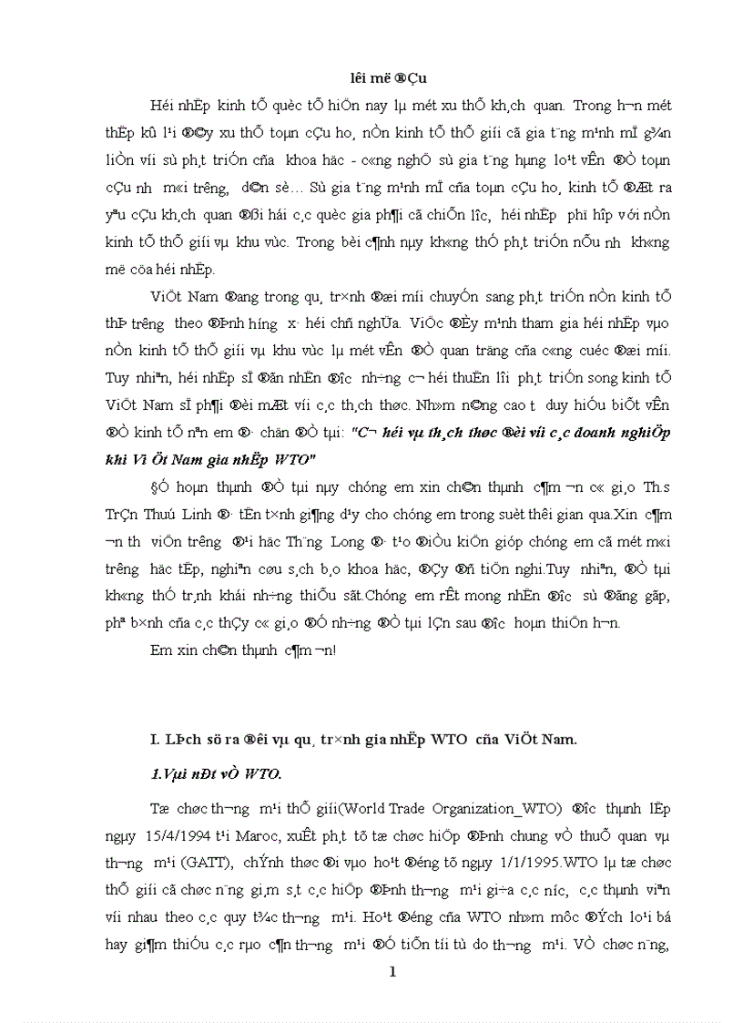 Cơ hội và thách thức đối với các doanh nghiệp khi Vi ệt Nam gia nhập WTO