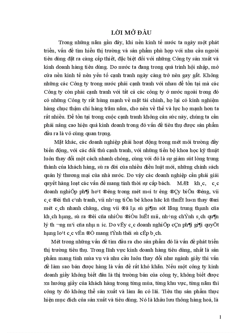 Giải pháp phát triển thị trường tiêu thụ sản phẩm tại công ty giầy Thượng Đình Hà Nội 1
