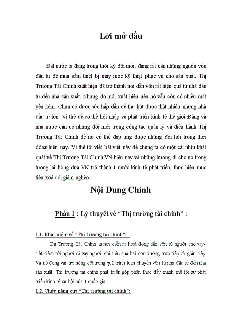 Công tác quản lý và điều hành Thị Trường Tài Chính