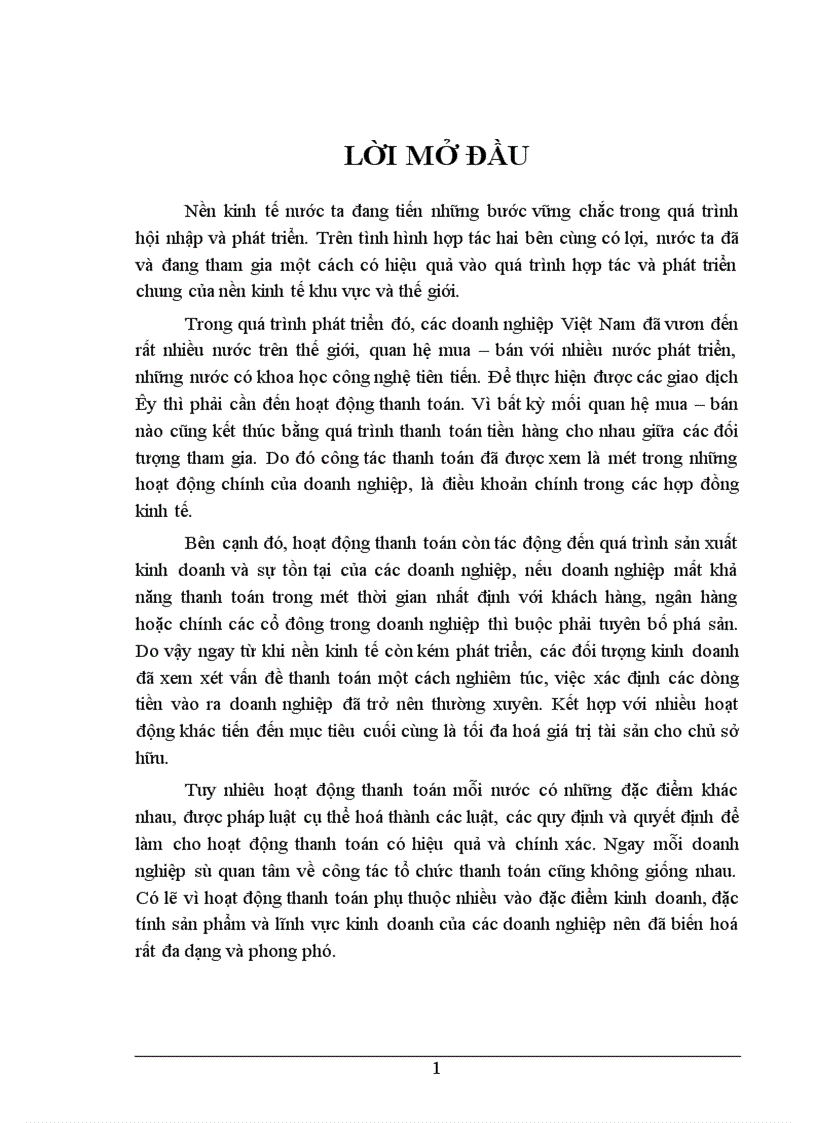 Một số biện pháp nhằm hoàn thiện hoạt động thanh toán trong kinh doanh tại công ty XNK máy hà nội 1