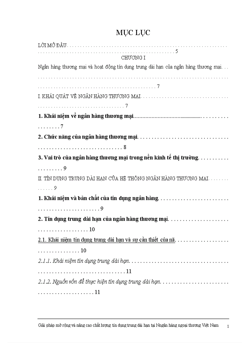 Một số giải pháp nhằm mở rộng và nâng cao chất lượng tín dụng trung dài hạn tại ngân hàng ngoại thương Việt Nam