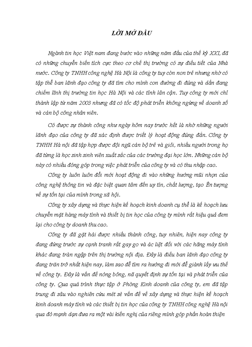 Báo cáo thực tập tại công ty TNHH công nghệ Hà nội