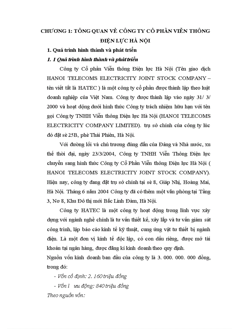 Một số giải pháp nâng cao hiệu quả kinh doanh của Công ty Cổ phần Viễn thông Điện lực Hà Nội 1
