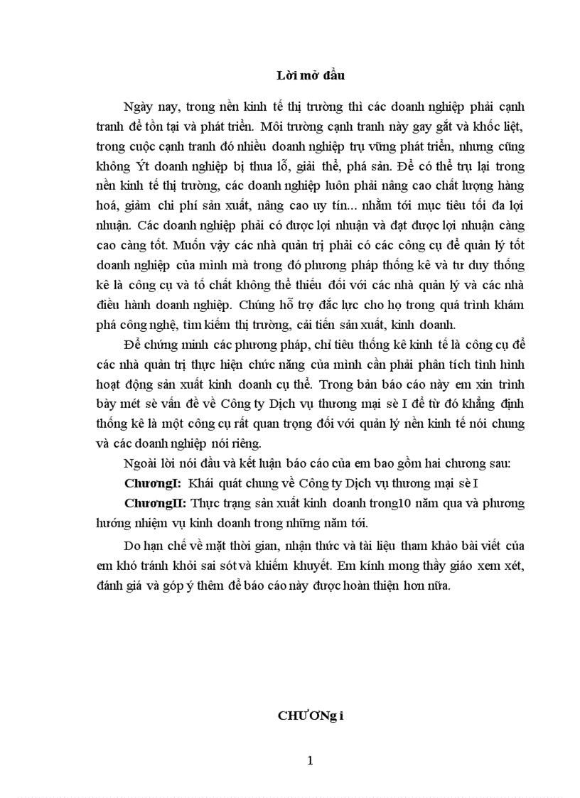 Thực trạng sản xuất kinh doanh Công ty Dịch vụ thương mại số I trong10 năm qua và phương hướng nhiệm vụ kinh doanh trong những năm tới
