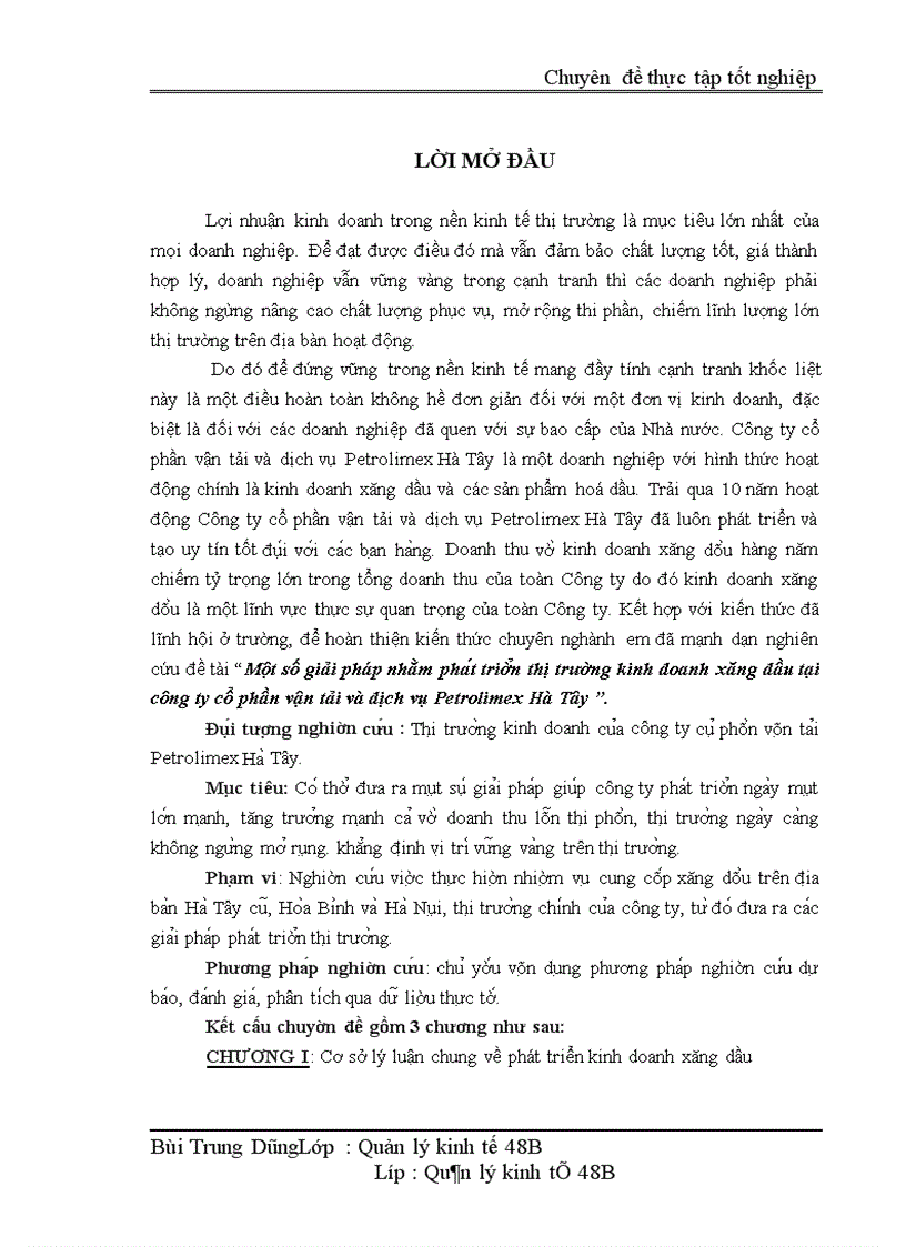 Phân tích thực trạng và đánh giá môi trường kinh doanh của công ty cổ phần vận tải và dịch vụ Petrolimex Hà Tây