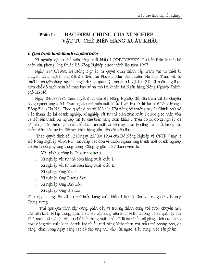 báo cáo thực tập tốt nghiệp xí nghiệp vật tư chế biến hàng xuất khẩu
