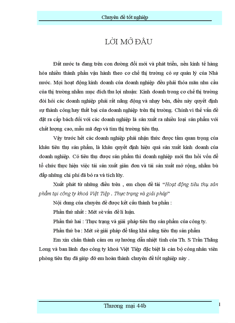 Hoạt động tiêu thụ sản phẩm tại công ty khoá Việt Tiệp Thực trạng và giải pháp 1