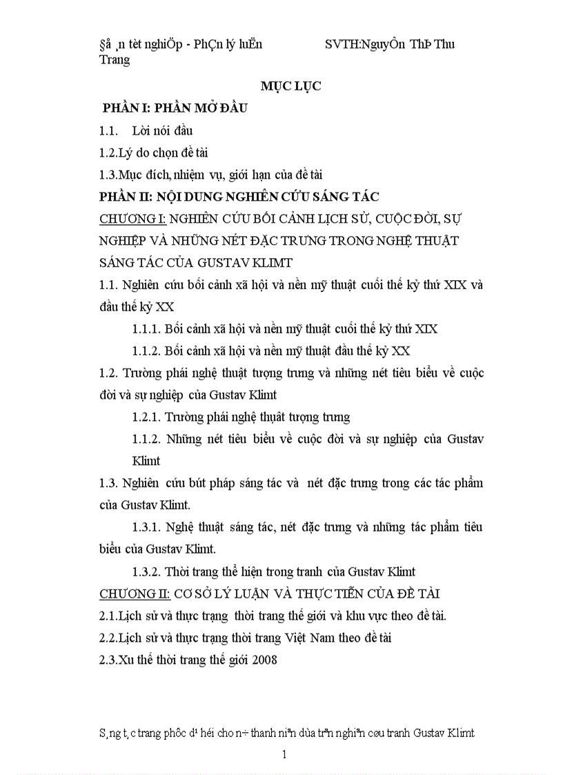 Thiết kế trang phục dạ hội cho nữ thanh niờn dựa trờn nghiờn cứu trang của Gustav Klimt