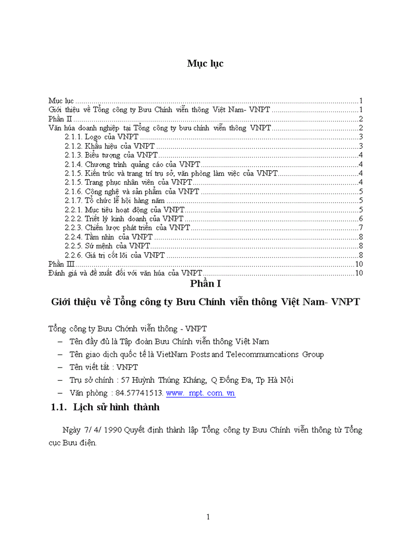 Báo cáo thực tập tổng hợp tại Tổng công ty Bưu Chính viễn thông Việt Nam VNPT