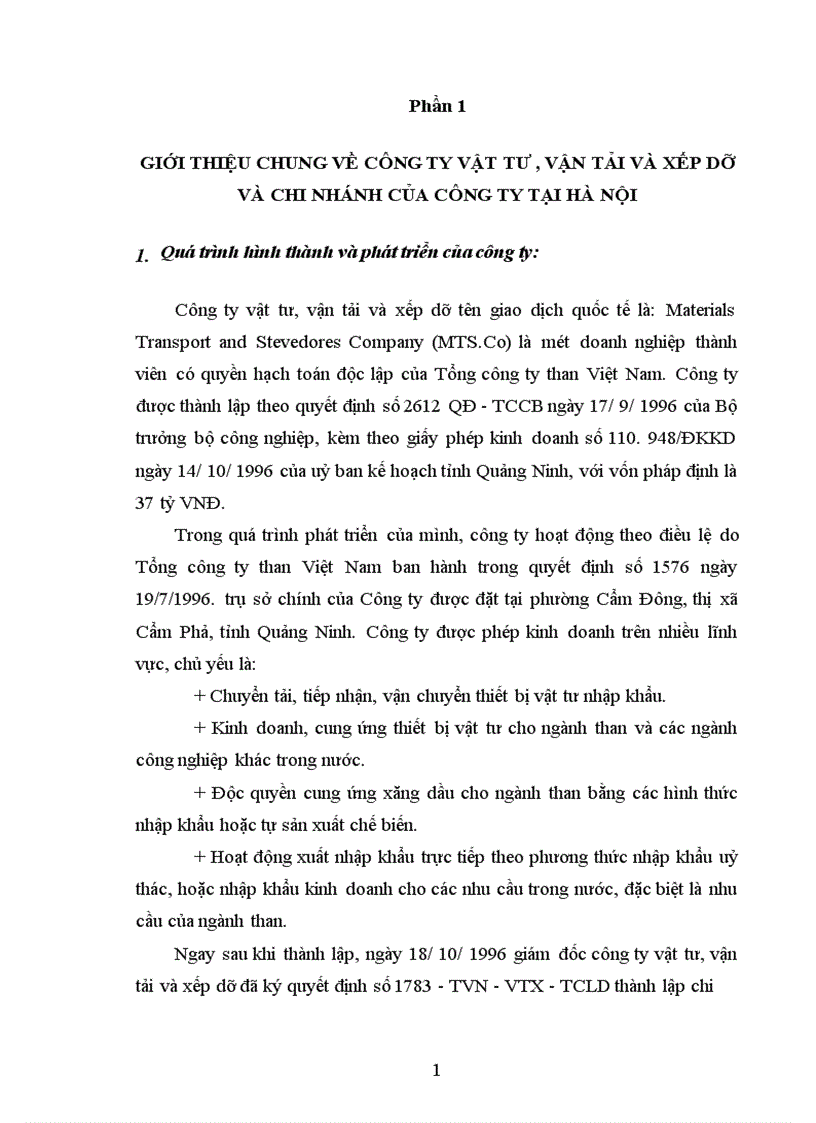 Thực tiễn hoạt động của công ty công ty vật tư vận tảI và xếp dỡ mấy năm gần đây