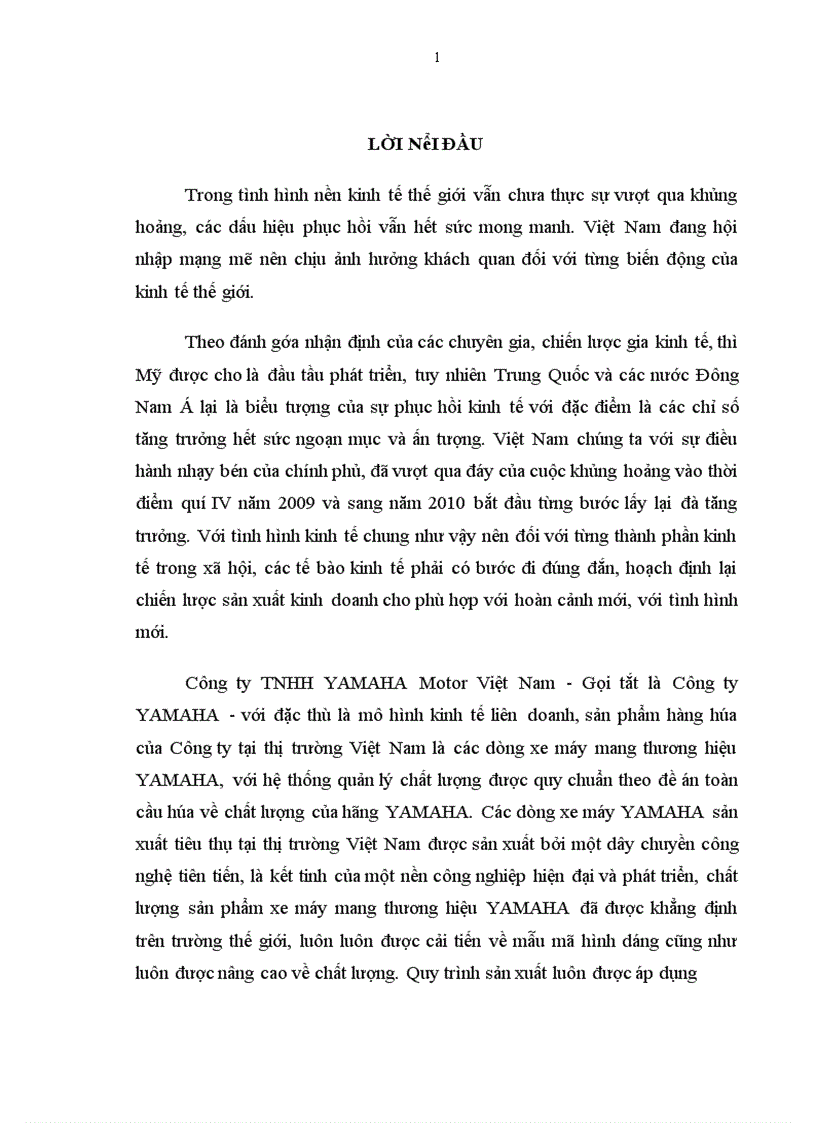 Một số biện pháp phát triển thị trường tiêu thụ sản phẩm tại Công ty TNHH YAMAHA MOTOR Việt Nam