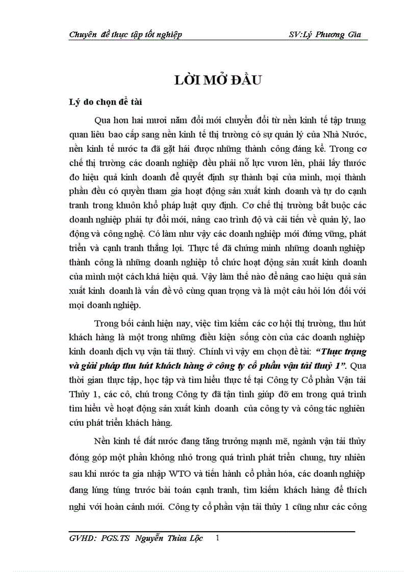 Thực trạng và giải pháp thu hút khách hàng ở công ty cổ phần vận tải thuỷ 1 1