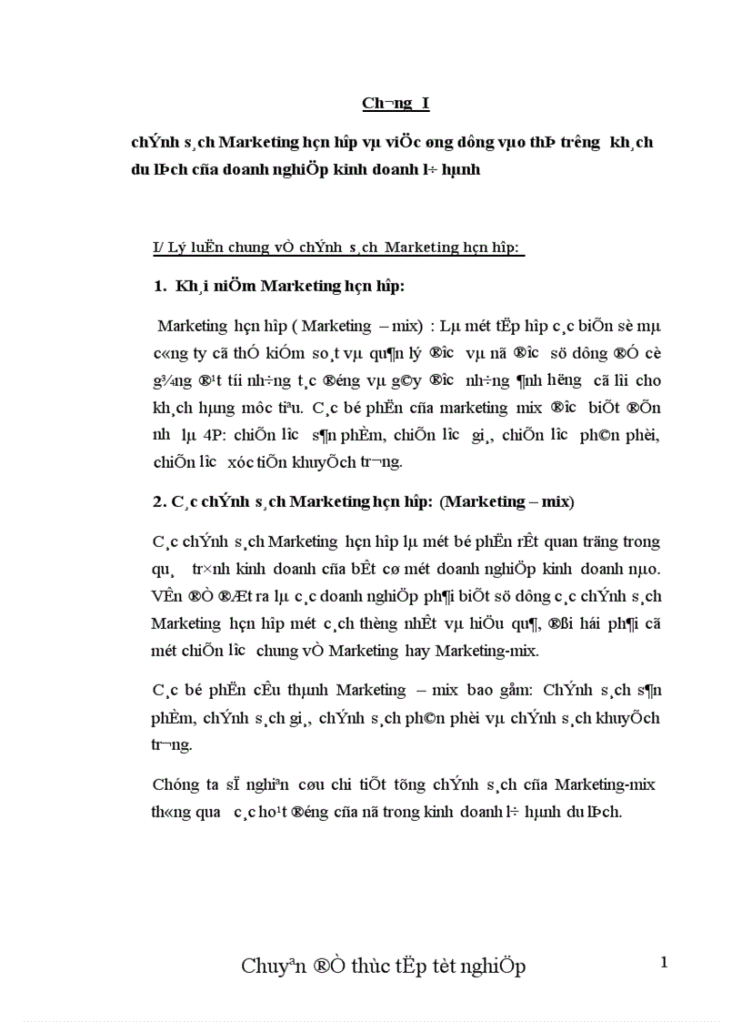 Thực trạng về chính sách Marketing hỗn hợp cho thị trường khách Mỹ ở chi nhánh công ty du lịch đường sắt SàI gòn 1