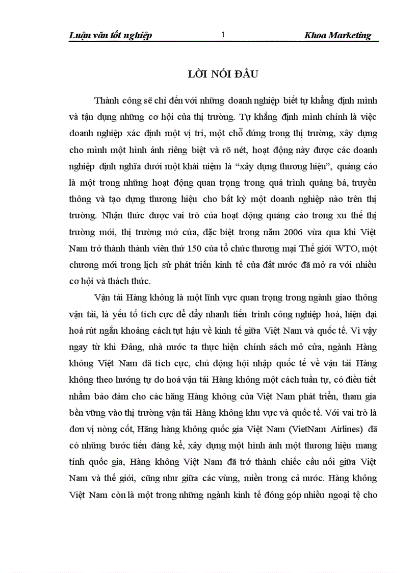 Hoạt động quảng cáo trên thị trường Việt Nam tại Hãng hàng không quốc gia Việt Nam VietNam Airlines Thực trạng và một số giải pháp 1