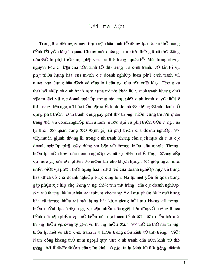 Thương hiệu với khả năng cạnh tranh