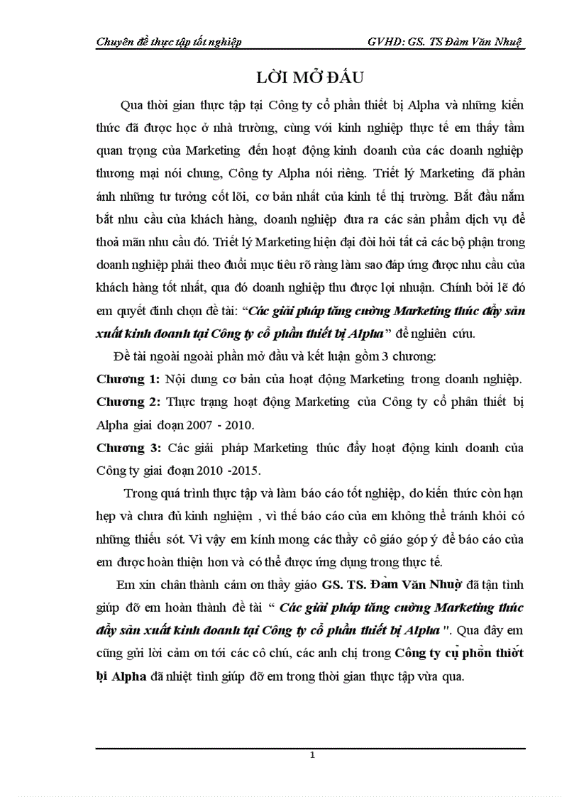 Các giải pháp tăng cường Marketing thúc đẩy sản xuất kinh doanh tại Công ty cổ phần thiết bị Alpha