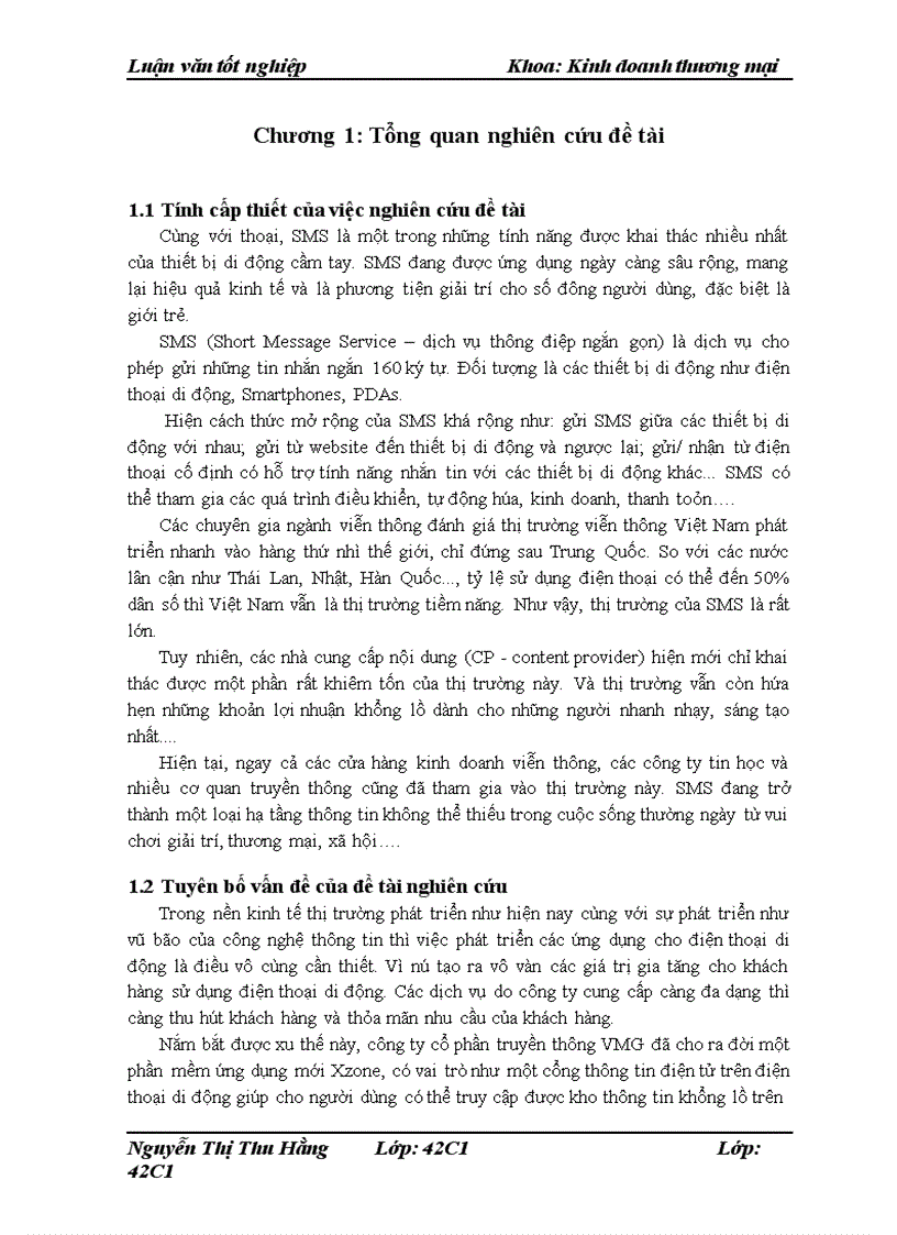 Giải pháp marketing nhằm phát triển thị trường dịch vụ tin nhắn SMS của công ty cổ phần truyền thông VMG 1