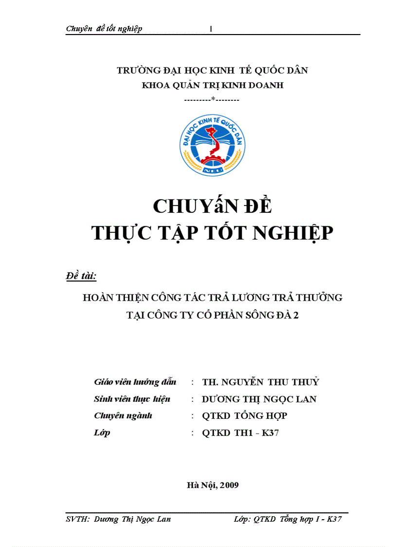 Hoàn thiện công tác trả lương trả thưởng tại Công ty cổ phần Sông Đà 2