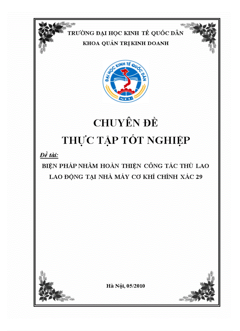 Biện pháp nhằm hoàn thiện công tác thù lao lao động tại nhà máy cơ khí chính xác 29