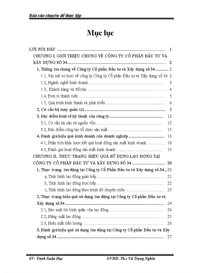 Các biện pháp nâng cao hiệu quả sử dụng lao động tại Công ty Cổ phần Đầu tư và Xây dựng số 34