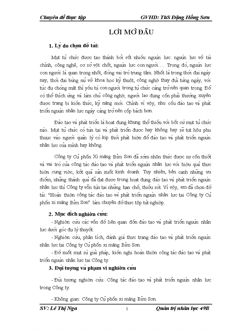 Hoa n thiê n công ta c đa o ta o và pha t triê n nguô n nhân lư c ta i Công ty Cô phâ n xi măng Bi m Sơn 1