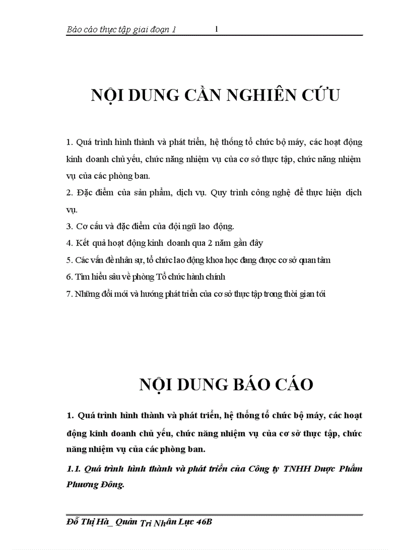 Quá trình hình thành và phát triển hệ thống tổ chức bộ máy các hoạt động kinh doanh chủ yếu chức năng nhiệm vụ của cơ sở thực tập chức năng nhiệm vụ của các phòng ban