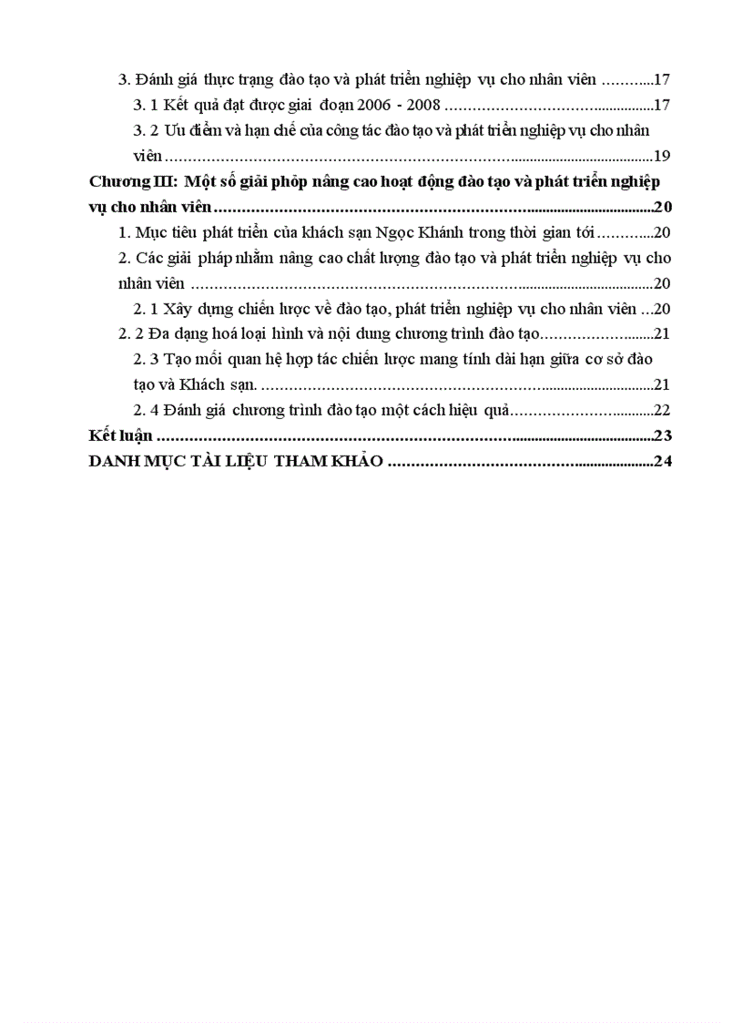 Đào tạo và phát triển nghiệp vụ cho nhân viên tại khách sạn Ngọc Khánh