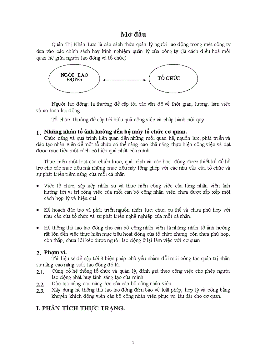 Tổ chức bộ máy quản lý nhân lực