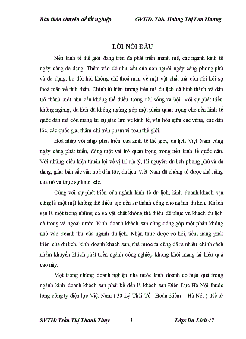 Giải pháp nâng cao hiệu quả sử dụng nguồn nhân lực của khách sạn điện lực hà nội 1