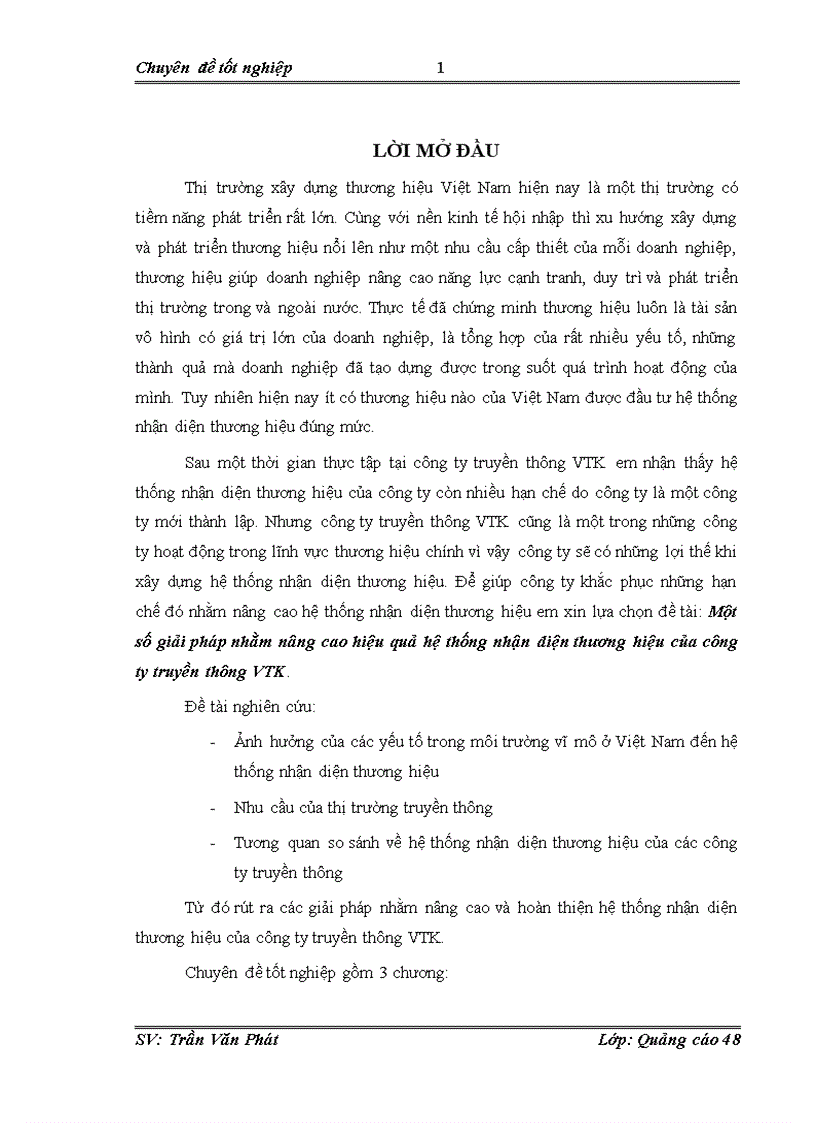 Một số giải pháp nhằm nâng cao hiệu quả hệ thống nhận diện thương hiệu của công ty truyền thông VTK