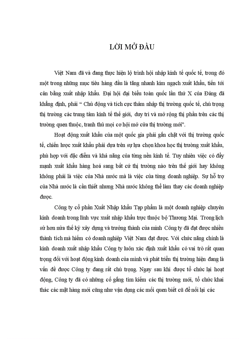 Phương hướng và giải pháp phát triển thị trường xuất khẩu của Công ty cổ phần Xuất nhập khẩu Tạp phẩm 1